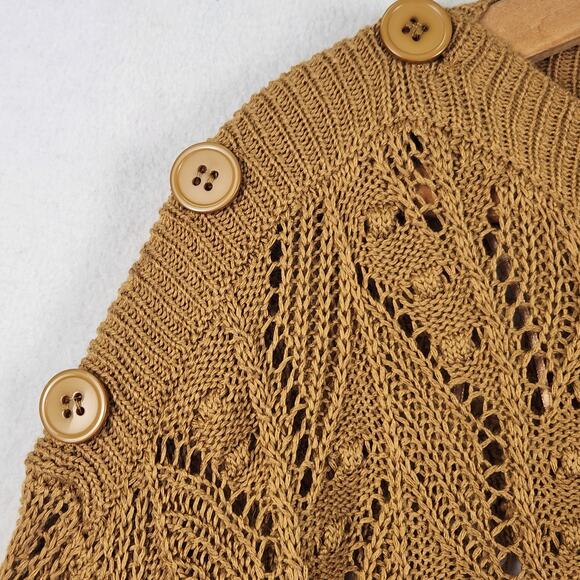 143 Story by Line Up Open Knit Pullover Sweater Women’s SZ M Camel Button Detail - Picture 5 of 14